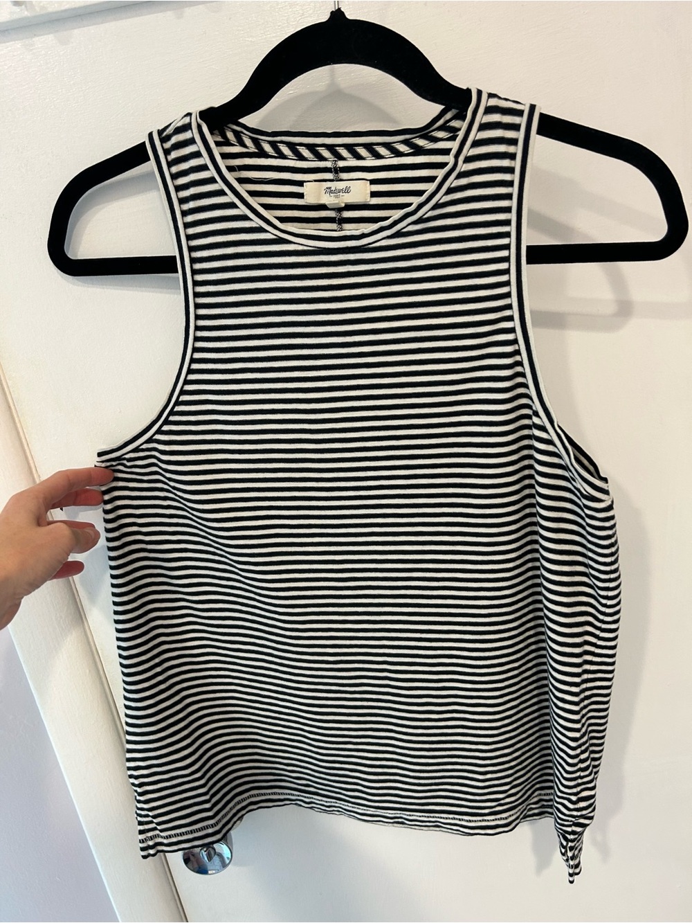 Madewell Black & White Striped Sleeveless Tank Top